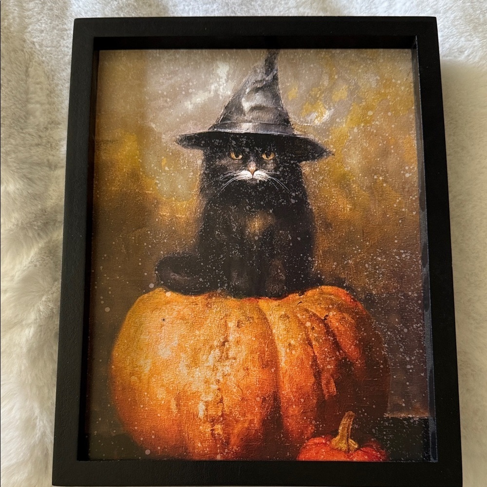 Halloween Cat on Pumpkin Wall Art
